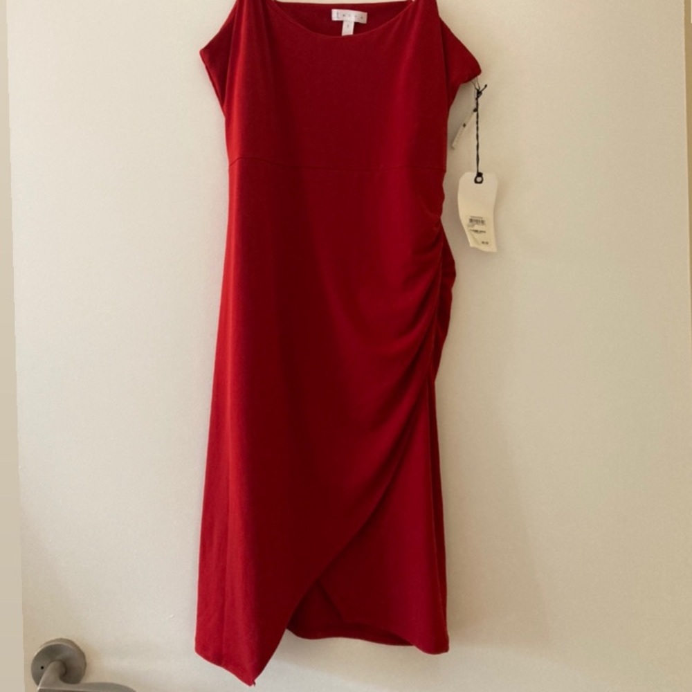 Red Leith bodycon ruched dress
